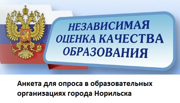Анкета для опроса в образовательных организациях города Норильска.